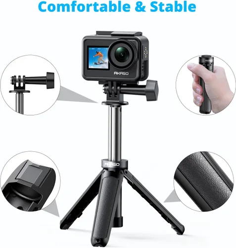 Vista 5 de AKASO Brave 4 4K30fps 20MP Cámara de acción WiFi con mini trípode Selfie Stick