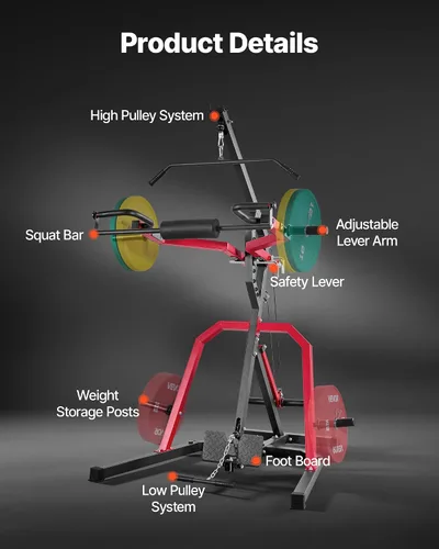 Vista 5 de VEVOR Equipo de Gimnasio en Casa, Gimnasio de Palanca con Relación 2:1 Sistema de Fila Baja LAT, Máquina de Entrenamiento de Fuerza