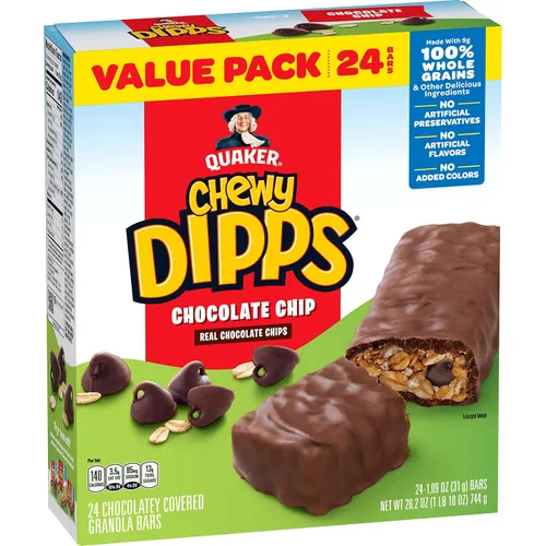 Vista 8 de Quaker Big Chewy, Barras de granola, 60% más grandes, chips de chocolate, (10 unidades)