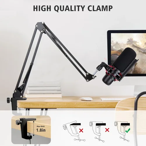 Vista 4 de HyperX ProCast - Brazo de brazo de micrófono compatible con HyperX ProCast, soporte de brazo de micrófono con cubierta de micrófono, mejora
