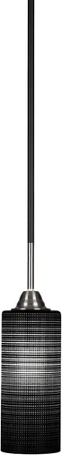 Vista 222 de Toltec Lighting Paramount - Mini colgante de 1 luz en acabado negro mate con cristal de arte perla de 7 pulgadas y estilo negro