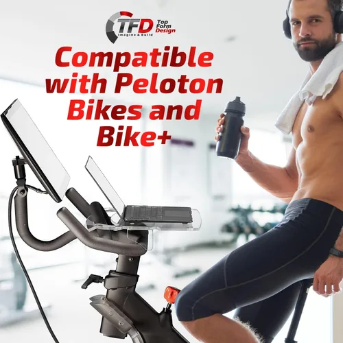 Vista 5 de TFD The Tray3D Compatible con Peloton Bike Gen 3 y Bike+ (ambos modelos), fabricado en los Estados Unidos, soporte para portátil y bandeja