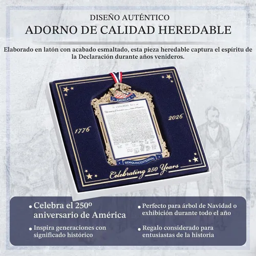Vista 5 de Adorno de Navidad oficial de la Casa Blanca 2026, América 250 Declaración de Independencia