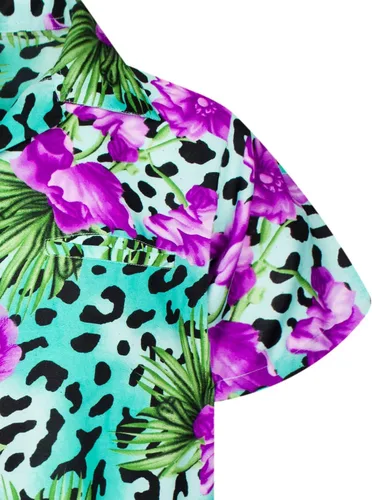 Vista 4 de KING KAMEHA Men's Regular-Fit Hawaiian-Shirts Casual Funky Animal-Print-Shirts