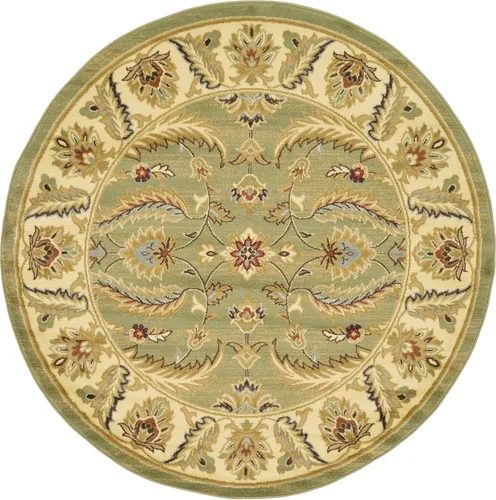 Vista 26 de Unique Loom - Colección Voyage - Alfombra redonda tradicional oriental, marrón, Polipropileno, Marrón/Azul Claro