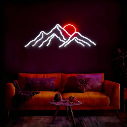 Vista 17 de LED Mountains Sunrise Sunset Wave Neon Signs Dimmable 5V USB Power Neon Lights Wall Art Decorative Lamp for Home Preppy Dorm Salon Decor Bar Party