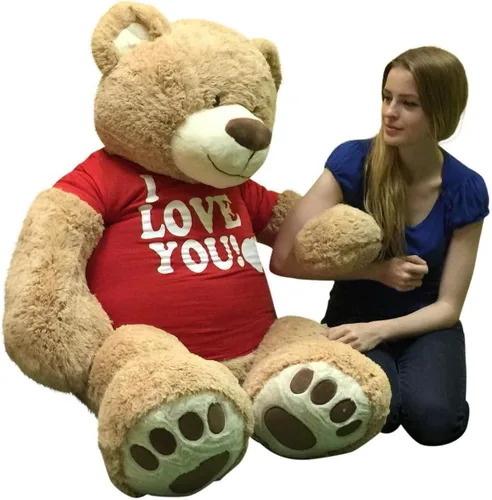 Vista 6 de Big Plush Oso de peluche gigante con camiseta I Love You, enorme oso de peluche de 5 pies, animal de peluche, regalo amoroso, OSO de peluche, bonito