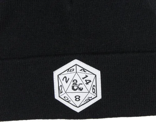 Vista 3 de Dungeons and Dragons Beanie D20 Dados Cuff Knit Beanie Hat Skull Cap Negro, Negro