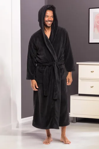 Vista 4 de Alexander Del Rossa - Bata de baño de forro vellón, con capucha, para hombre, colores lisos