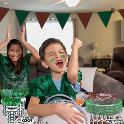 Vista 7 de Suministros para fiestas de fútbol, platos y servilletas para fiestas de fútbol