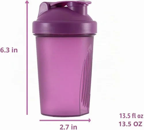 Vista 2 de ANNAKIKI Shaker Bottle - Batidos de proteínas y botella agitadora de 16 onzas/13.5 fl oz con bolas batidoras de alambre, libre de plástico BPA