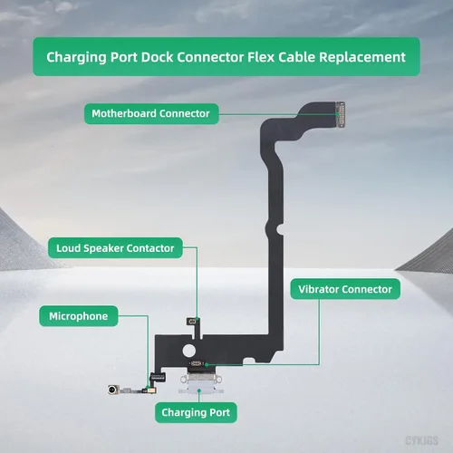Vista 2 de Para iPhone Xs Max Puerto de Carga de Reemplazo Blanco OEM Auriculares Jack USB Carga Dock Conector Asamblea Micrófono Antanna Flex Cable