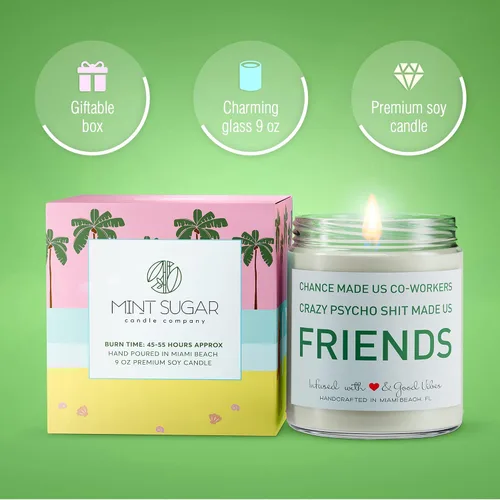 Vista 2 de Velas para compañeros de trabajo – Regalo divertido para compañero de trabajo – Vertido a mano en los Estados Unidos – 9 oz – Lindas ideas