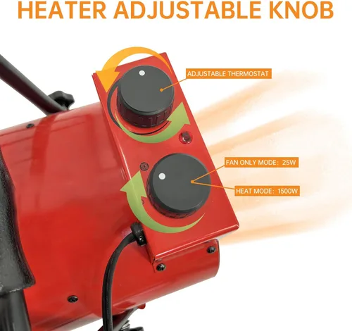 Vista 4 de Calentador eléctrico de invernadero con control de termostato digital, ventilador portátil para casa verde, tienda de cultivo, sala de flores