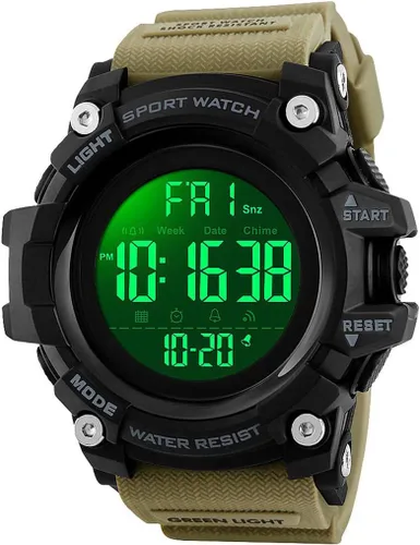 Vista 10 de Reloj deportivo digital con correa de resina negra, impermeable, cronómetro, para hombres y mujeres