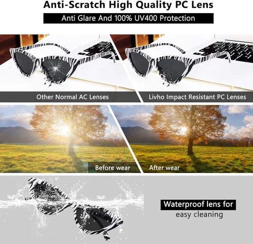 Vista 4 de Livhò Gafas de sol retro vintage angostas ojo de gato para mujer, con marco de plástico