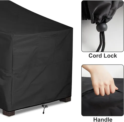 Vista 3 de ALSTER Fundas para Sillas de Patio Impermeables, Fundas para Sillas de Exterior (32" L x 37" A x 36" Al), Fundas de Muebles Negras Duraderas e