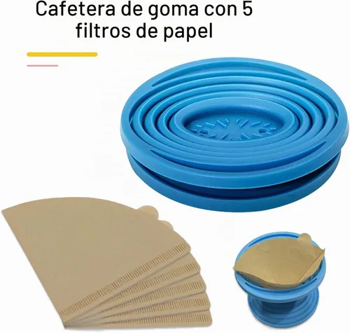 Vista 2 de Filtro de goteo de café plegable reutilizable con 5 filtros de Azul