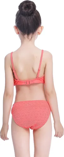 Vista 6 de SHEKINI Girls Bathing Suit Ruffles Flounce Swimsuit Crochet Two Piece Bikini Set