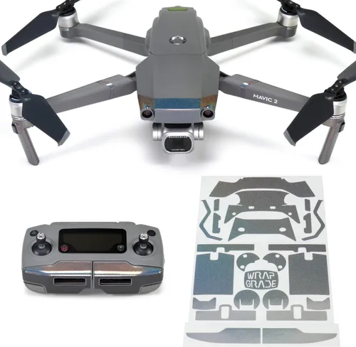 Vista 10 de Wrapgrade Poly Skin Compatible with DJI Mavic 2 Accent Color (Airforce Silver)