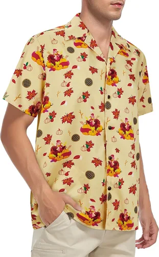 Vista 6 de Durio Camisa de Halloween para hombre, diseño de esqueleto de calabaza, manga corta, con botones, camisas casuales para hombre, regalos