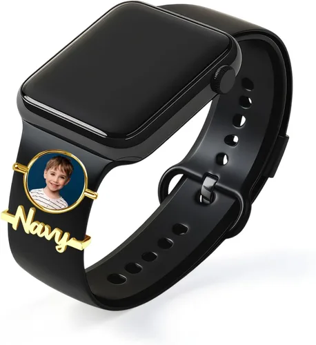 Vista 15 de ubmpj Dijes de banda de reloj personalizados para reloj inteligente, cerraduras de banda mágica personalizadas con nombre y foto para mujeres