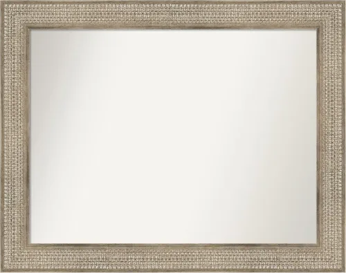 Vista 274 de Amanti Art Espejo de baño plateado para sobre fregadero, 26 x 26 pulgadas, espejo cuadrado de níquel pulido, marco de madera tradicional mediano, se