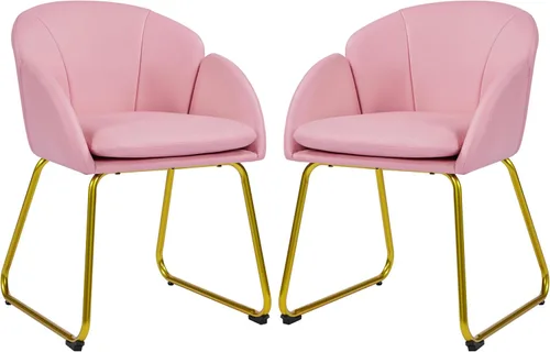 Vista 15 de Yaheetech Silla de terciopelo para sala de estar, sillón en forma de flor con patas doradas, silla lateral tapizada para tocador, sala de estar