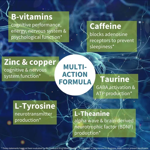 Vista 4 de Igennus Focus - Nootrópico con 200 mg de cafeína natural, vitaminas B metiladas, L-teanina, taurina, L-tirosina, energía limpia, refuerzo cerebral