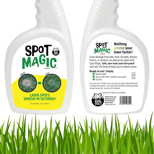 Vista 2 de Spot Magic por Mark & Phil's - Colorante en aerosol instantáneo verde para césped, 24 onzas, no tóxico, seguro para mascotas y niños, resultados