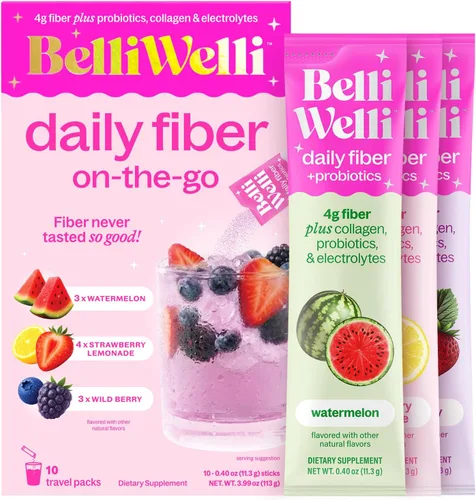 Vista 14 de Belli Welli Suplemento de Fibra, Polvo de Fibra con Probióticos Paquete de Viaje para Mujeres con Colágeno y Electrolitos para la Salud Intestinal