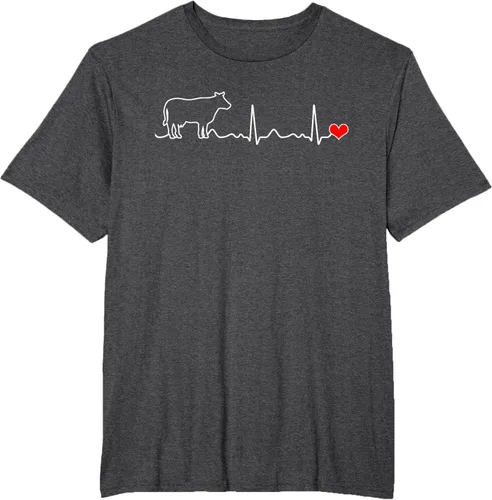 Vista 22 de Camiseta de paciente con corazón I Love My Cow Valve EKG Heartbeat Heart Pacient, Negro, S