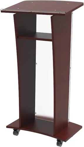 Vista 2 de FixtureDisplays® Podio de madera con panel frontal acrílico escarchado, atril de púlpito de 46 pulgadas de alto, fácil montaje requiere 1803-5-APLE