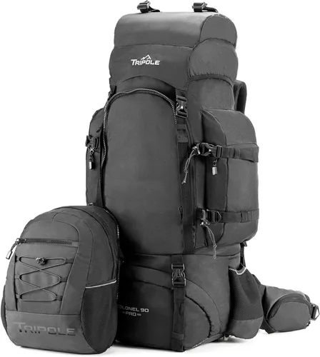 Vista 6 de Tripole Colonel Pro - Mochila con marco de metal, apertura frontal, bolsa desmontable, Negro