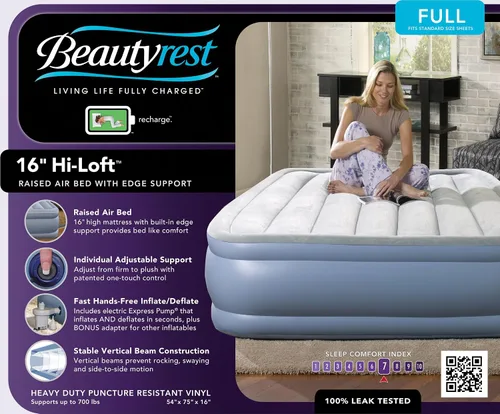 Vista 4 de Simmons beautyrest Hi-Loft Express colchón: raised-profile de aire inflable cama de aire con bomba de exterior, full