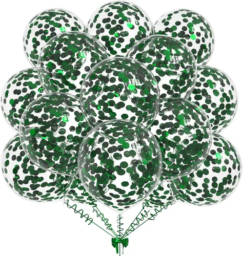 Vista 10 de 50 globos de confeti de papel de aluminio verde aguacate, globos de látex de 12 pulgadas con confeti verde aguacate en el interior para cumpleaños