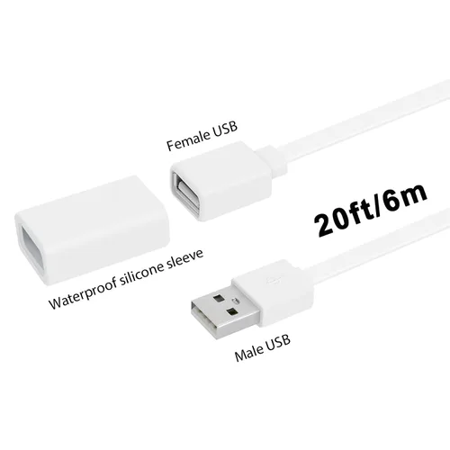 Vista 4 de UYODM Cable de extensión USB de 20 pies compatible con WYZE Cam V3/V4/V2, Wyze Cam OG, Pan V3/V3 Pro/V2, cable de carga impermeable IPX7 que