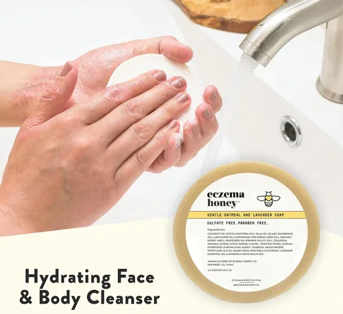 Vista 9 de ECZEMA HONEY Crema calmante original para la piel, jabón de avena y lavanda, paquete para pieles secas y sensibles - Libre de crueldad