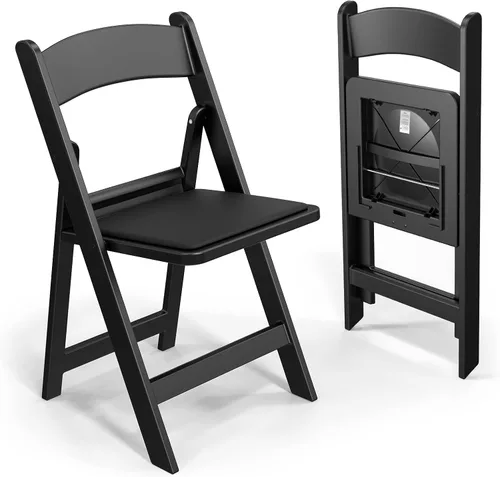 Vista 10 de FCH Silla plegable de plástico con asiento acolchado, sillas plegables de resina con cojín suave, cómoda y resistente, adecuada para interiores