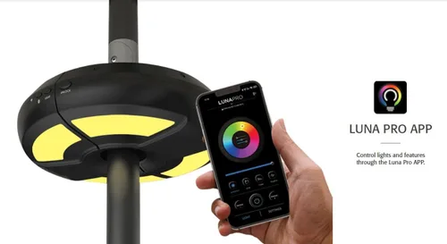 Vista 5 de Treasure Garden Luna Pro - Luz de paraguas inalámbrica con sistema de altavoces Bluetooth integrado (negro)