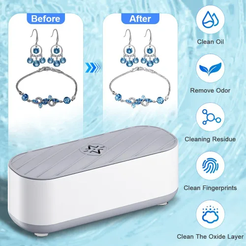 Vista 3 de Limpiador ultrasónico de joyas, máquina profesional de limpieza ultrasónica de 45 kHz con temporizador y control, limpiador ultrasónico para todas