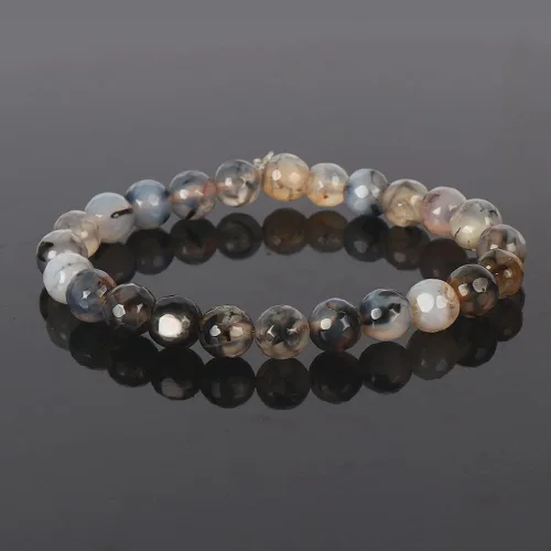Vista 2 de GEMHUB Pulsera ajustable unisex de 0.315in con cuentas de cristal de cuarzo rutilo de curación natural, Gema, ágata