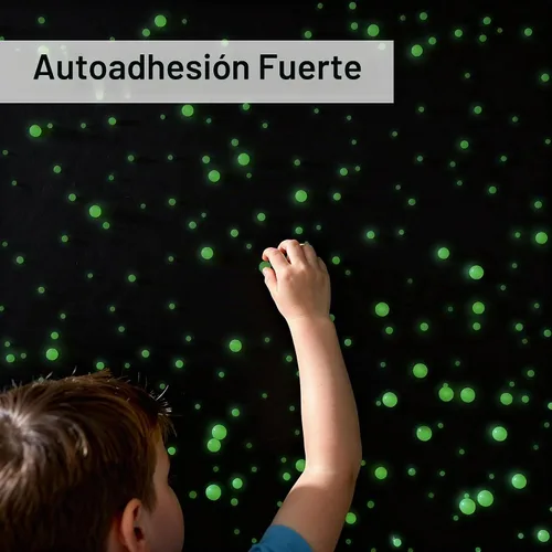 Vista 6 de 202 calcomanías de puntos abovedados que brillan en la oscuridad, calcomanías luminosas de pared para techo, diferentes tamaños, fluorescentes