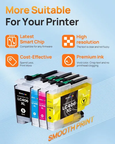 Vista 6 de E-Z Ink LC406XL LC406 Cartuchos de tinta para impresora Brother Reemplazo para LC406 XL LC406XL para Brother MFC-J4335DW MFC-J5855DW MFC-J6555DW