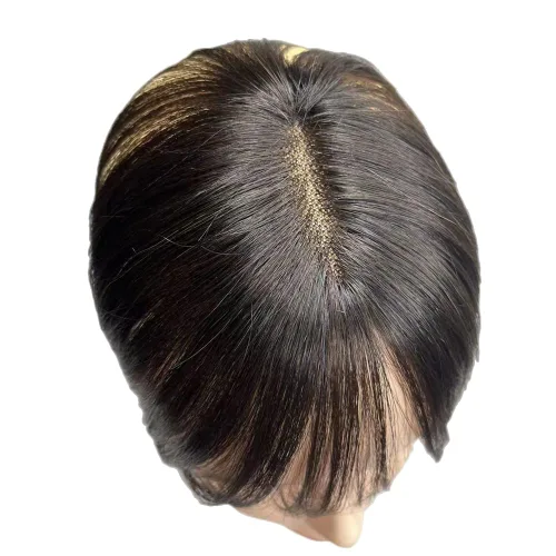 Vista 5 de Anemone Extensiones de cabello humano de encaje tejido a mano con clip en extensiones naturales brasileñas para mujer, cubierta recta para pérdida 7