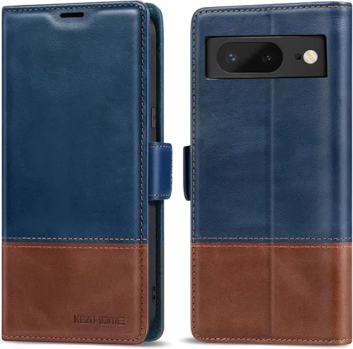 Vista 8 de KEZiHOME Funda para Google Pixel 8, piel auténtica [bloqueo RFID] Funda tipo cartera con tarjetero y función atril para Google Pixel 8 5G