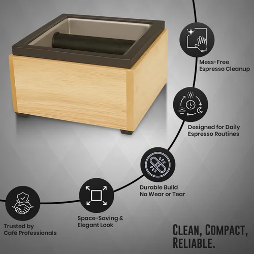 Vista 6 de Rattleware Caja de madera de arce, cubo de café expreso de acero inoxidable