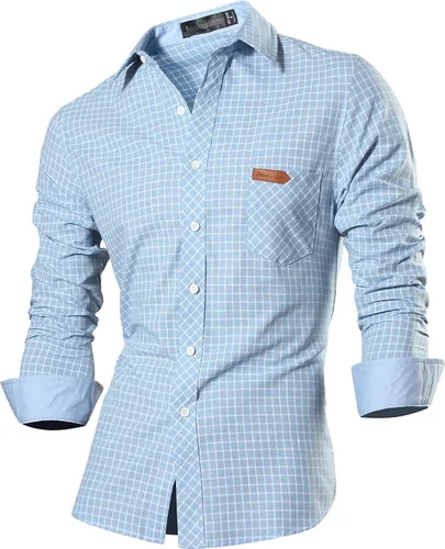 Vista 71 de jeansian - Camisas de manga larga de ajuste entallado para hombre (8397), con botones, informales y de vestir.