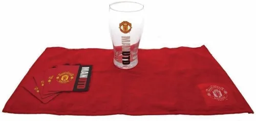 Vista 2 de Manchester United Work Mark - Juego de minibar de cristal, multicolor, 19.2 fl oz