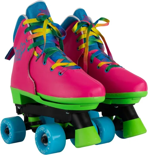 Vista 7 de Circle Society Adjustable Kids Roller Skates, Sizes 12-3 & 3-7 US, Indoor & Outdoor Roller Skates, Comfortable Lace-Up Design for Beginners, Fun